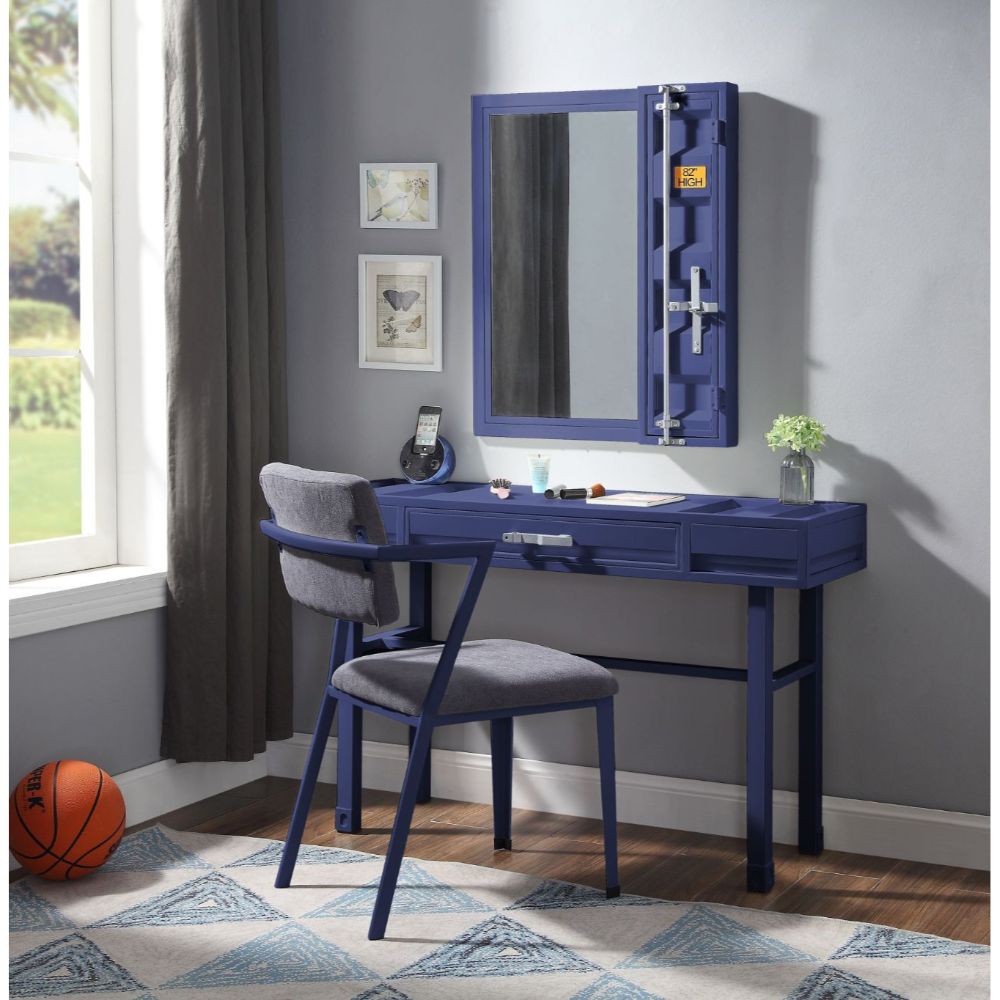 Cargo Blue Finish Vanity Desk