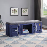 Cargo Gray Fabric & Blue Finish Bench