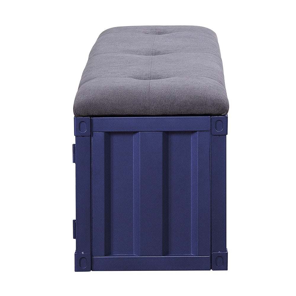 Cargo Gray Fabric & Blue Finish Bench