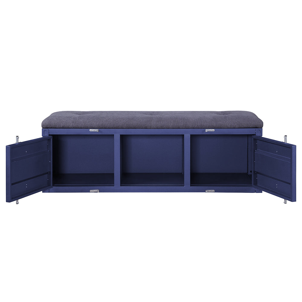 Cargo Gray Fabric & Blue Finish Bench