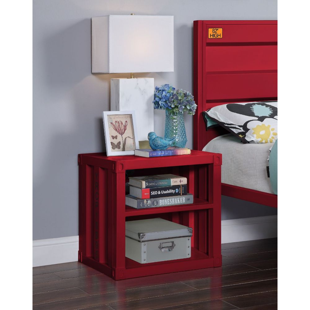 Cargo Red Finish Nightstand