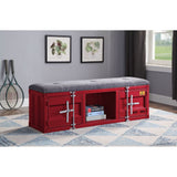 Cargo Gray Fabric & Red Finish Bench