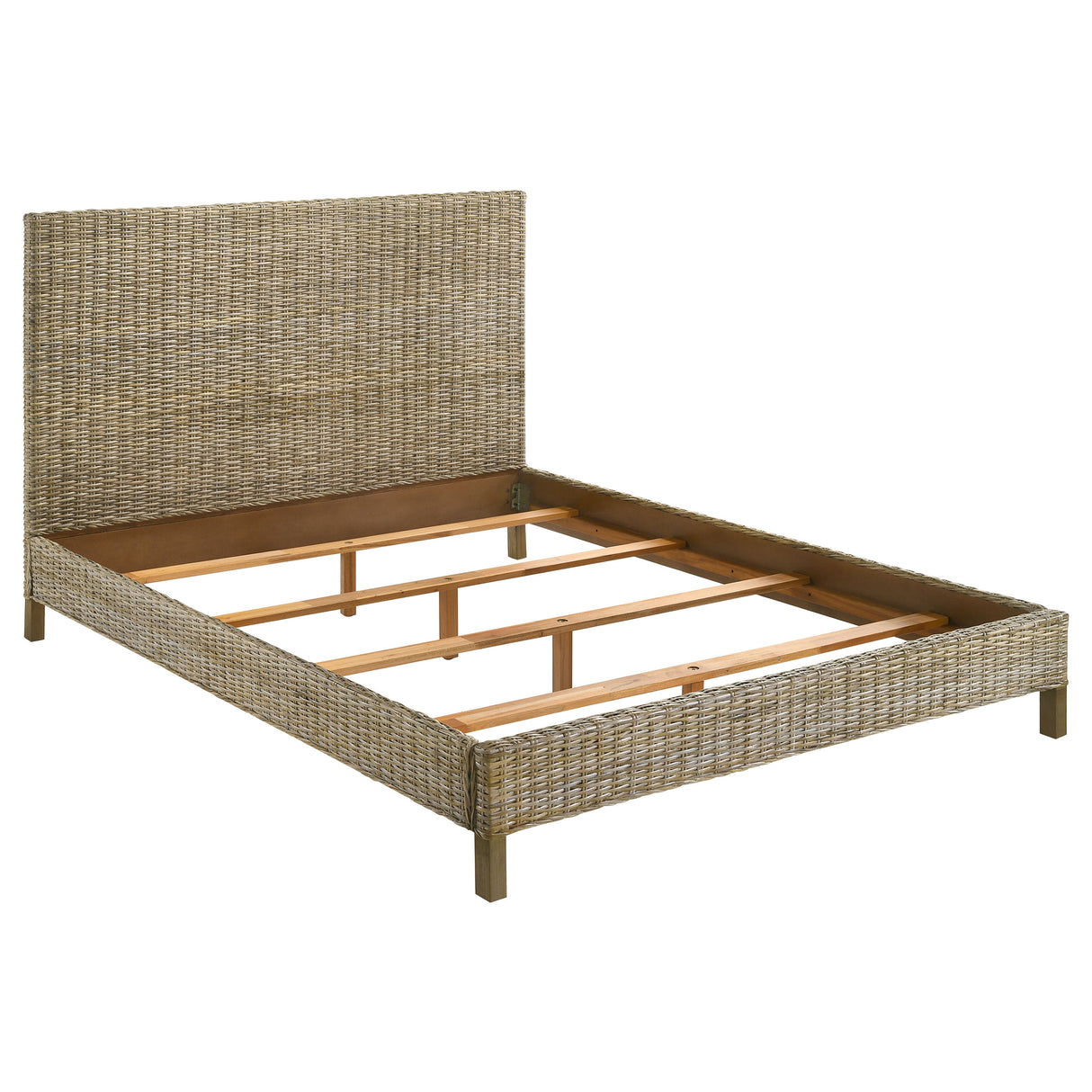 Zyla Kubu Grey Wood California King Panel Bed