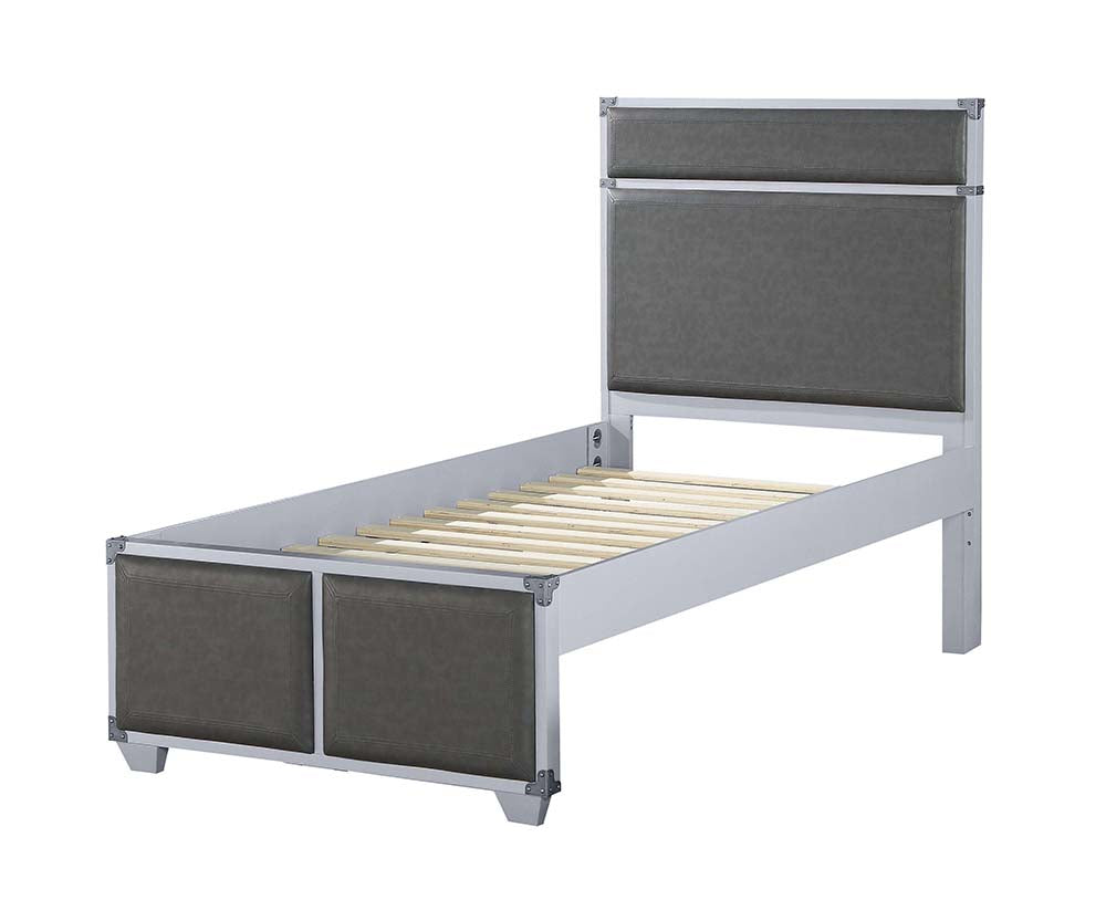 Orchest Gray Synthetic Leather & Gray Finish Twin Bed