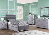 Orchest Gray Synthetic Leather & Gray Finish Twin Bed