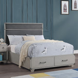 Orchest Gray Synthetic Leather & Gray Finish Twin Bed