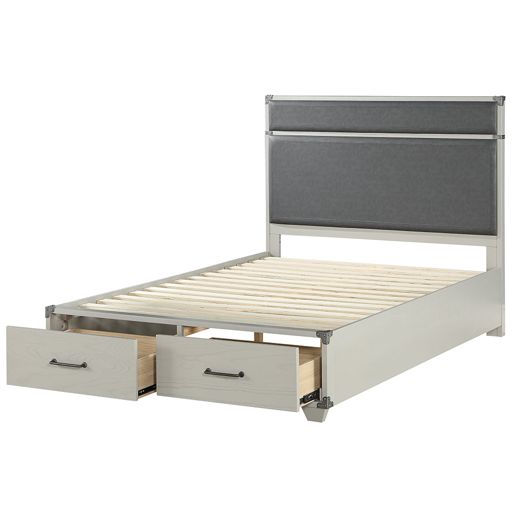 Orchest Gray Synthetic Leather & Gray Finish Twin Bed