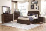 Logandale Brown Eastern King Platform Bed With Footboard Storage