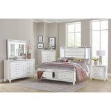 Tamsin White Metallic California King Platform Bed With Led Lighting And Footboard Storage