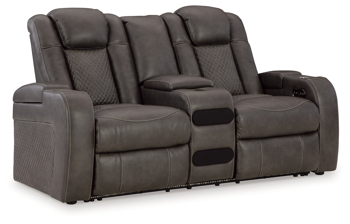 Fyne-Dyme Shadow Power Reclining Loveseat With Console