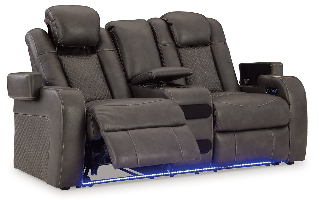 Fyne-Dyme Shadow Power Reclining Loveseat With Console