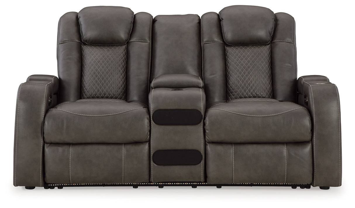 Fyne-Dyme Shadow Power Reclining Loveseat With Console