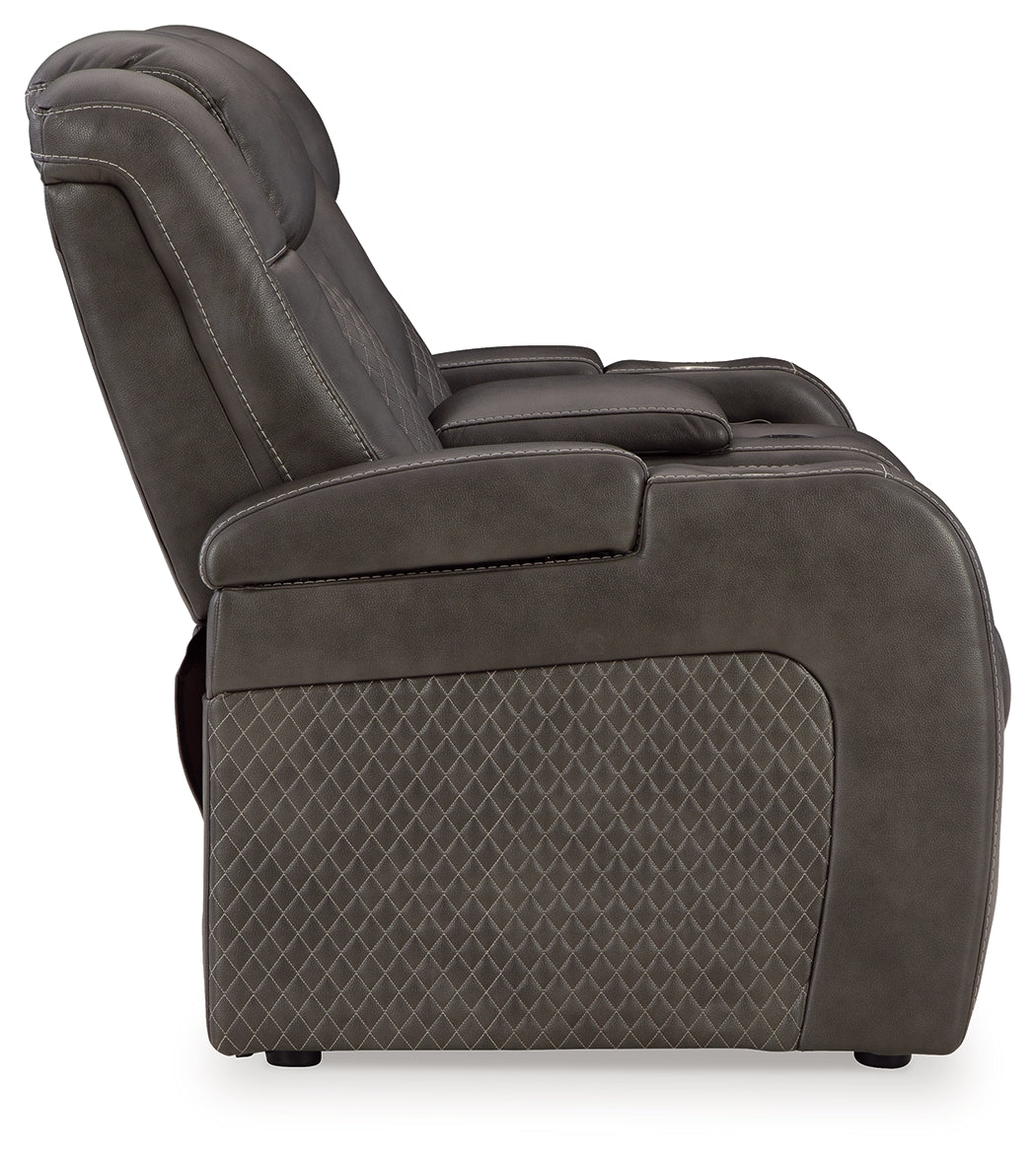 Fyne-Dyme Shadow Power Reclining Loveseat With Console