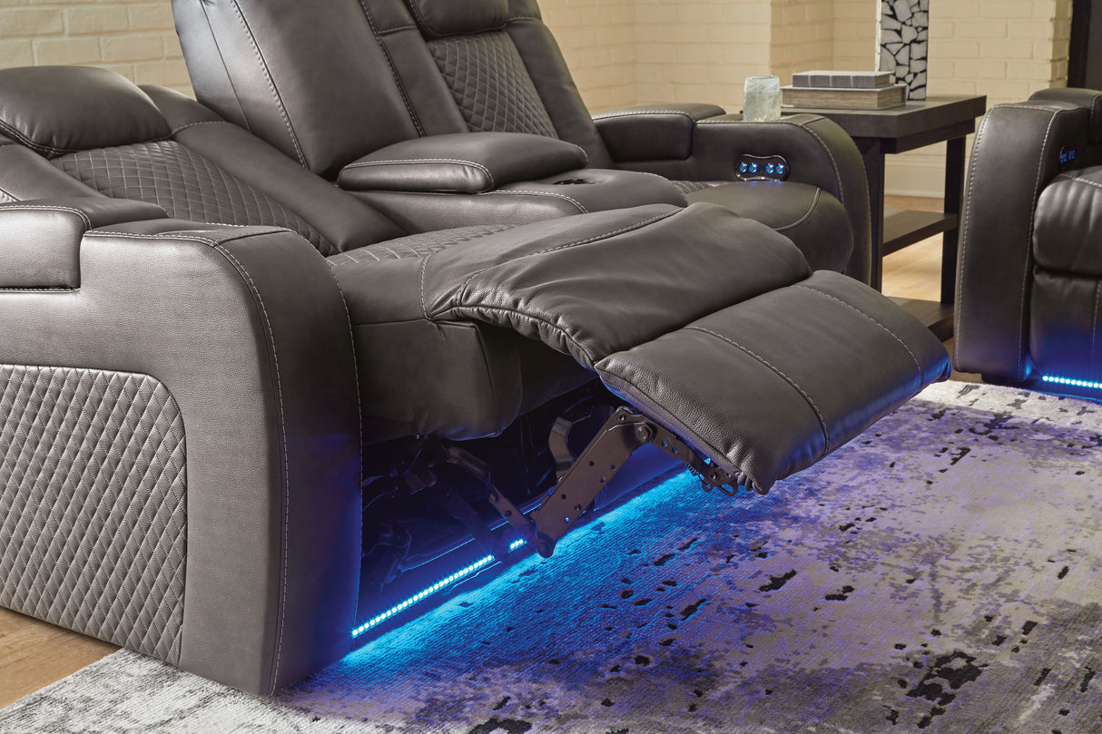 Fyne-Dyme Shadow Power Reclining Loveseat With Console