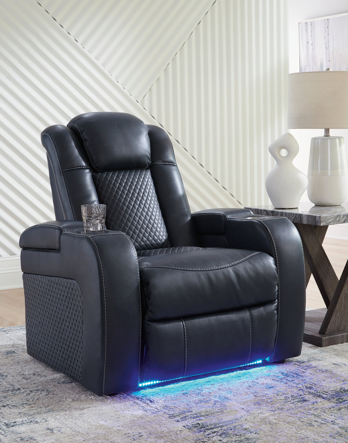 Fyne-Dyme Sapphire Power Reclining Sofa, Loveseat And Recliner