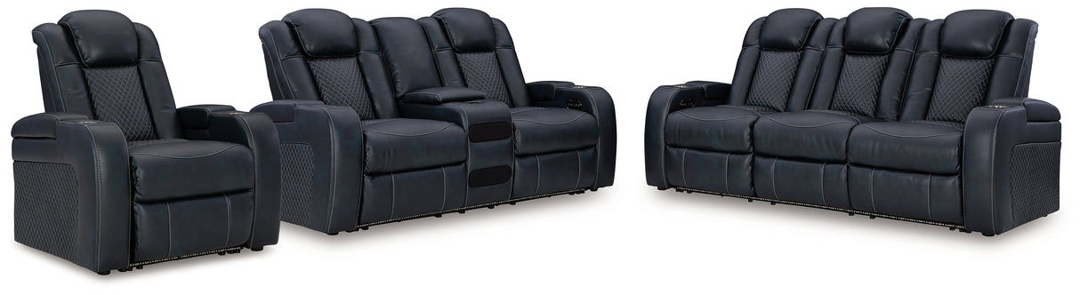 Fyne-Dyme Sapphire Power Reclining Sofa, Loveseat And Recliner