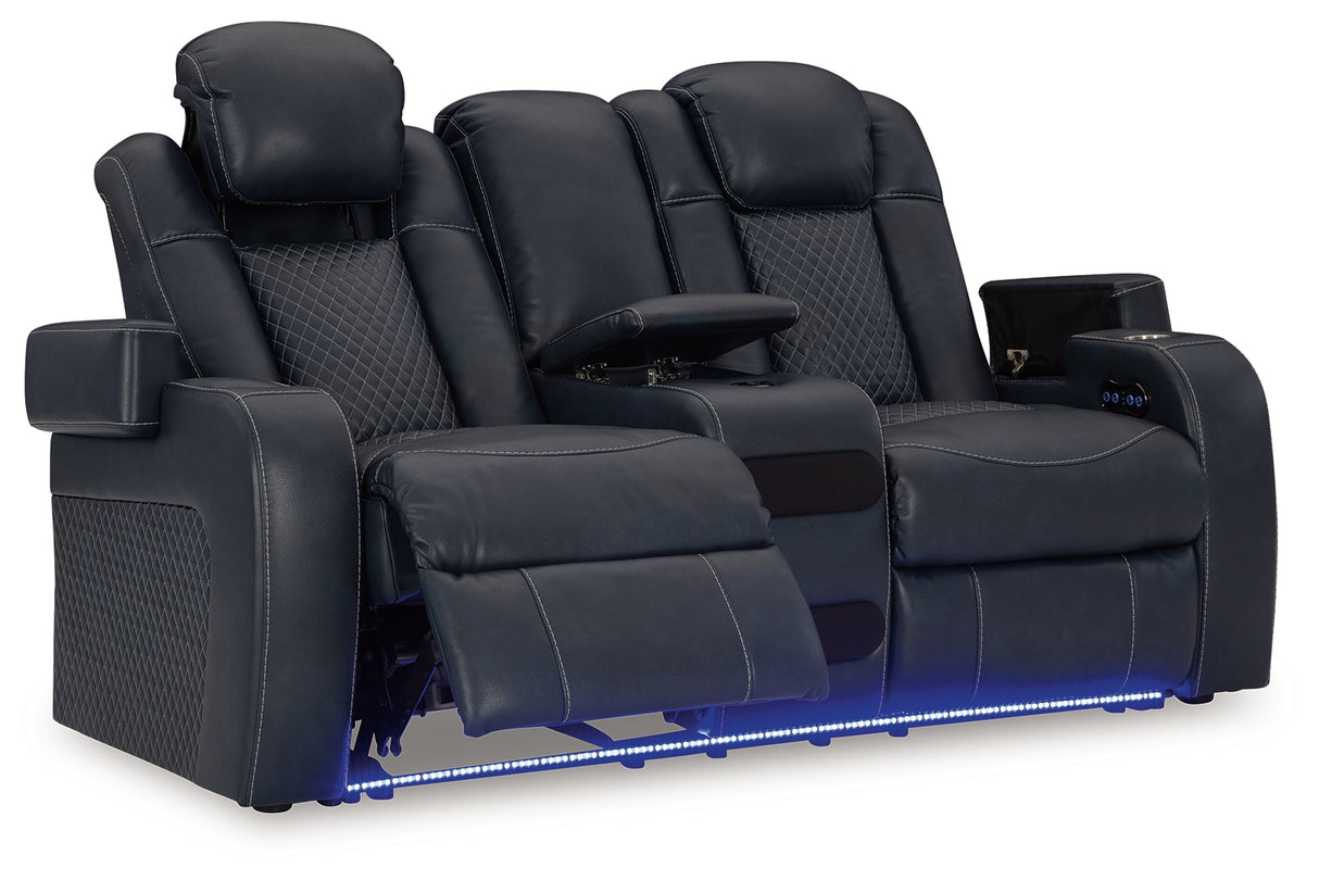 Fyne-Dyme Sapphire Power Reclining Sofa, Loveseat And Recliner