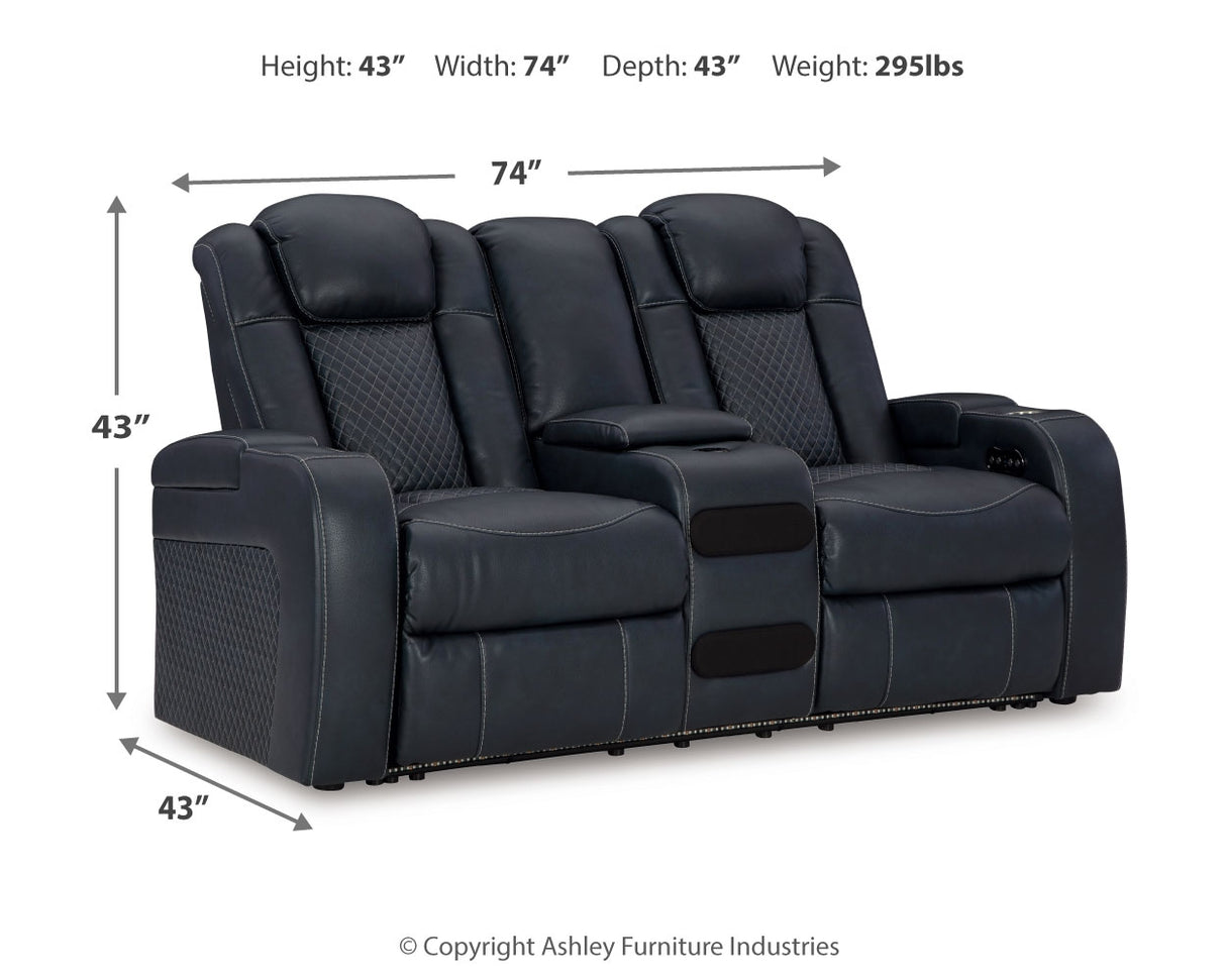 Fyne-Dyme Sapphire Power Reclining Sofa, Loveseat And Recliner