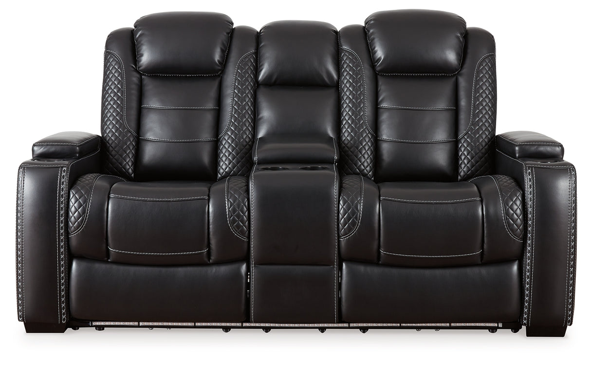 Party Midnight Time Power Reclining Loveseat With Console