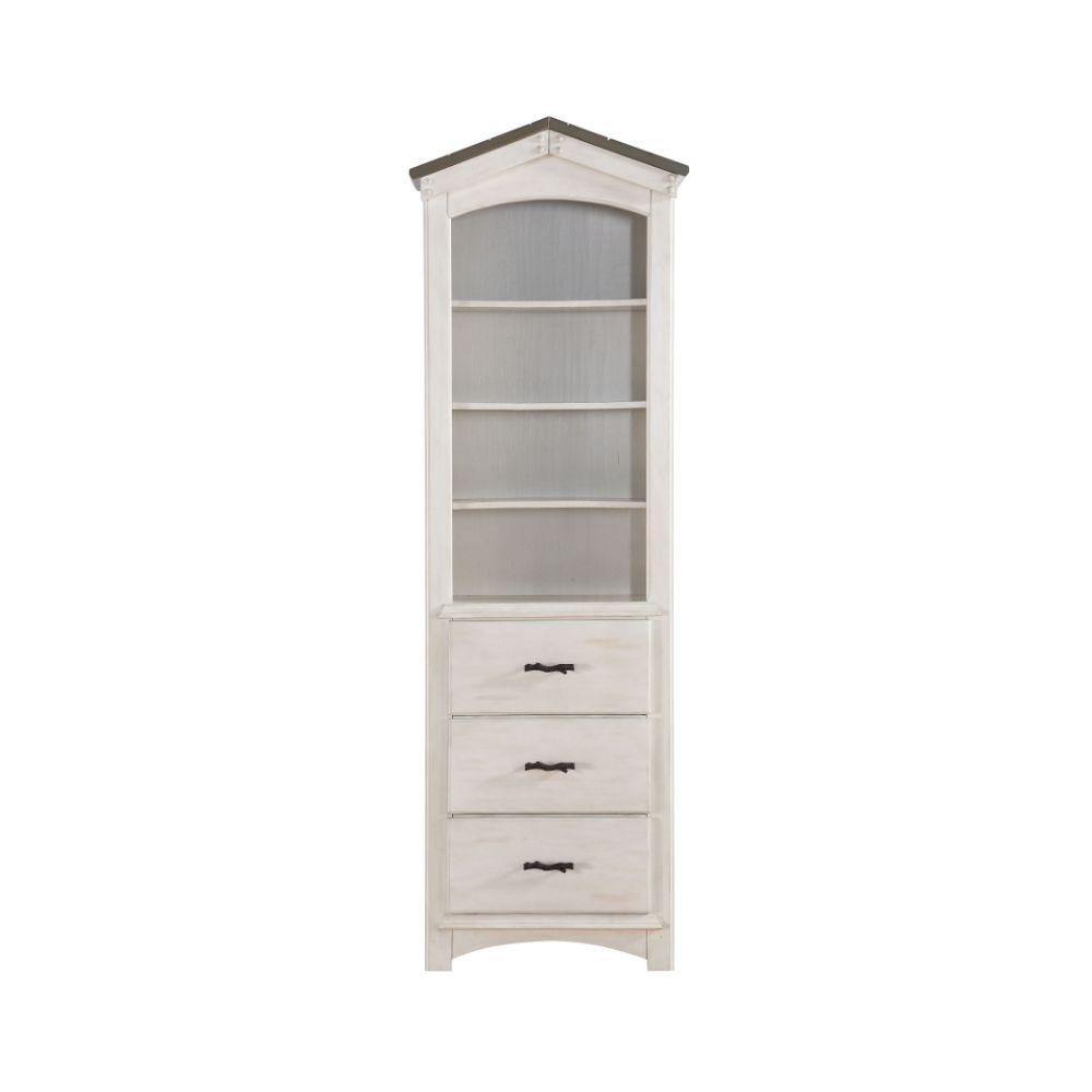 Tree Weathered White & Washed Gray Finish House Bookshelf