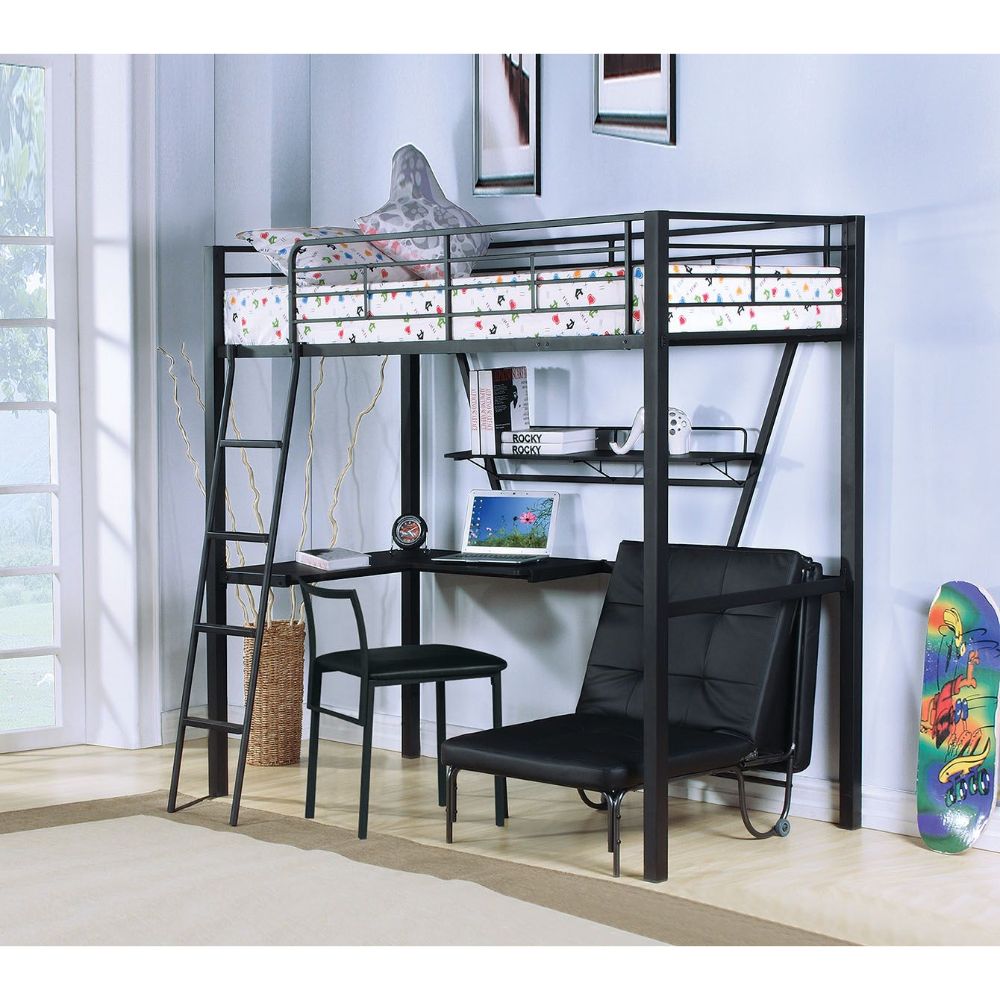 Senon Silver & Black Finish Loft Bed