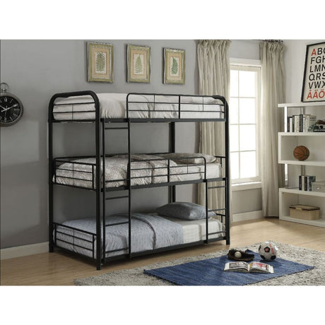 Cairo Sandy Black Finish Triple Bunk Bed - Full