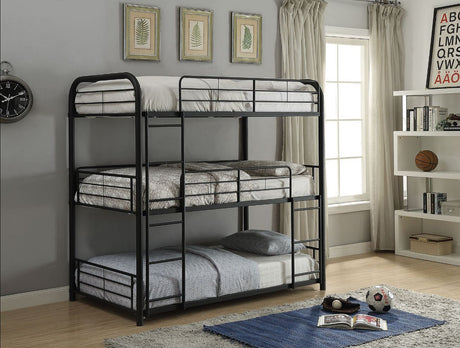 Cairo Sandy Black Finish Triple Bunk Bed - Twin