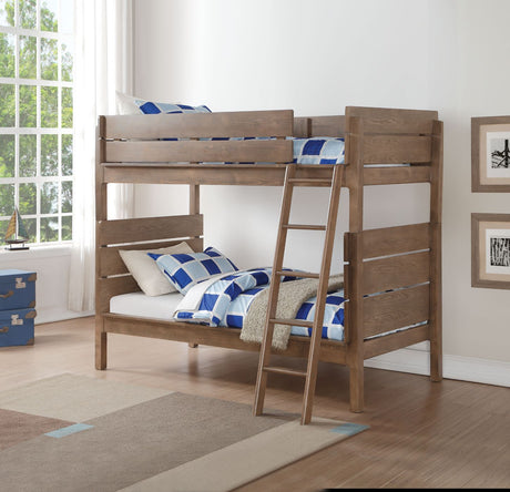 Ranta Antique Oak Finish Twin/Twin Bunk Bed