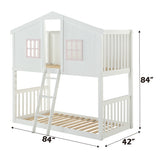 Rohan White & Pink Finish Cottage Twin/Twin Bunk Bed