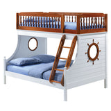 Farah Oak & White Finish Twin/Full Bunk Bed