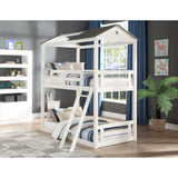 Nadine Weathered White & Washed Gray Finish Cottage Twin/Twin Bunk Bed