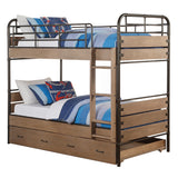 Adams Antique Oak & Gunmetal Finish Twin/Twin Bunk Bed & Trundle