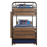 Adams Antique Oak & Gunmetal Finish Twin/Twin Bunk Bed & Trundle