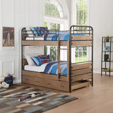 Adams Antique Oak & Gunmetal Finish Twin/Twin Bunk Bed & Trundle