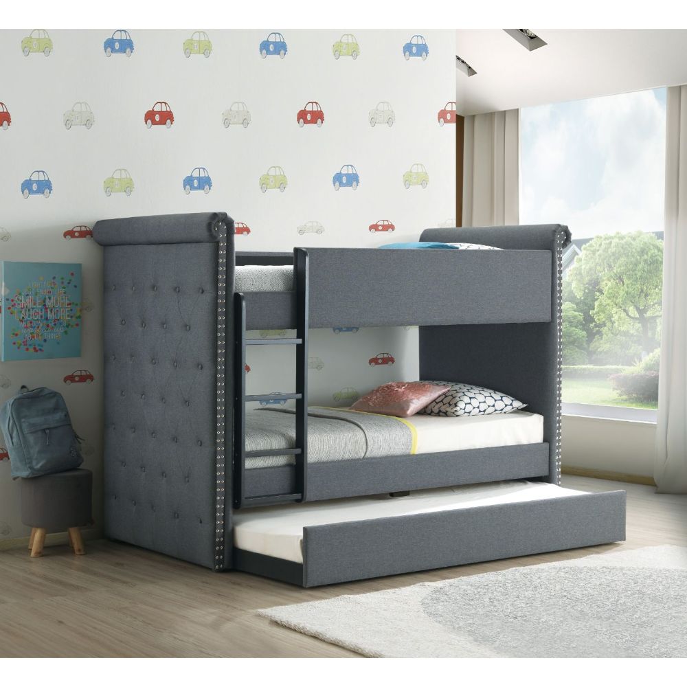 Romana Gray Fabric Finish Ii Twin/Twin Bunk Bed & Trundle