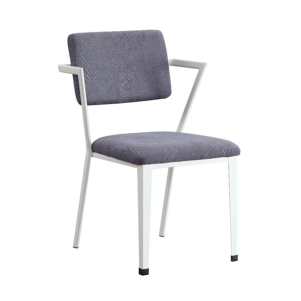 Cargo Gray Fabric & White Finish Chair