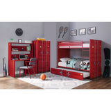 Cargo Red Finish Twin/Twin Bunk Bed