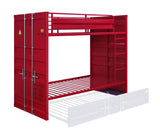 Cargo Red Finish Twin/Twin Bunk Bed