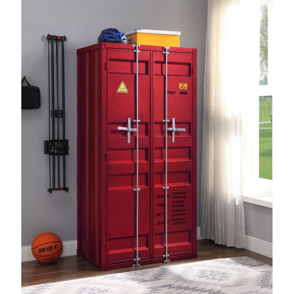 Cargo Red Finish Wardrobe