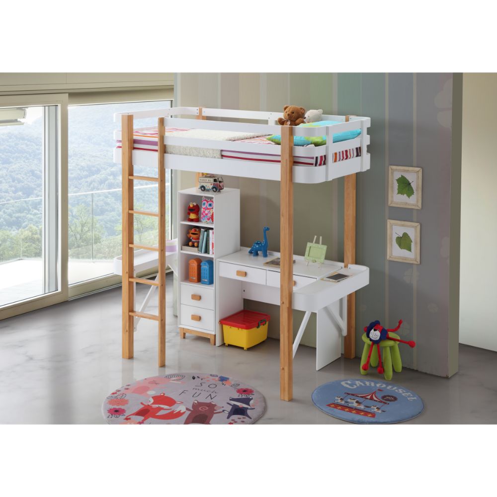 Rutherford White & Natural Finish Loft Bed