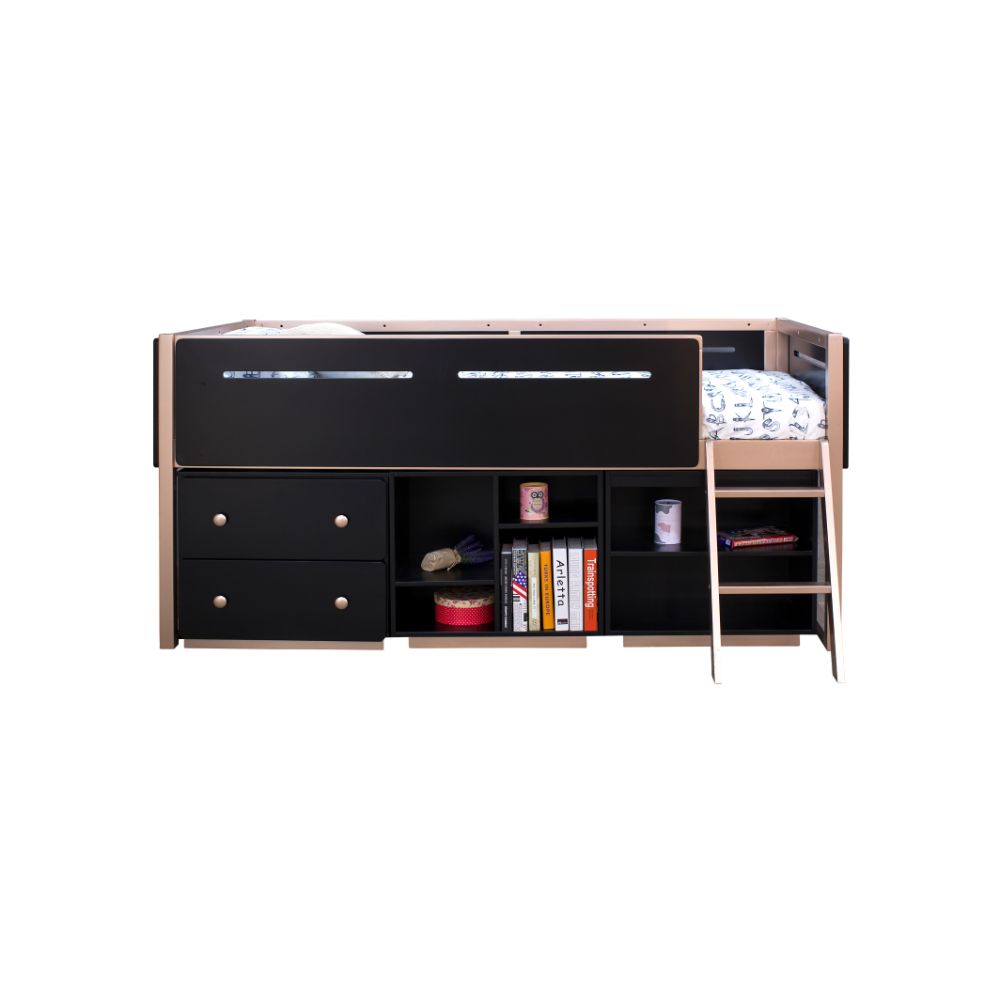 Prescott Black & Rose-Gold Finish Loft Bed