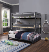 Cargo Gunmetal Finish Twin/Twin/Full Triple Bunk Bed