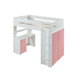 Nerice White & Pink Finish Loft Bed