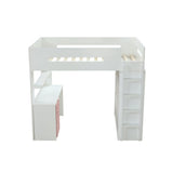 Nerice White & Pink Finish Loft Bed