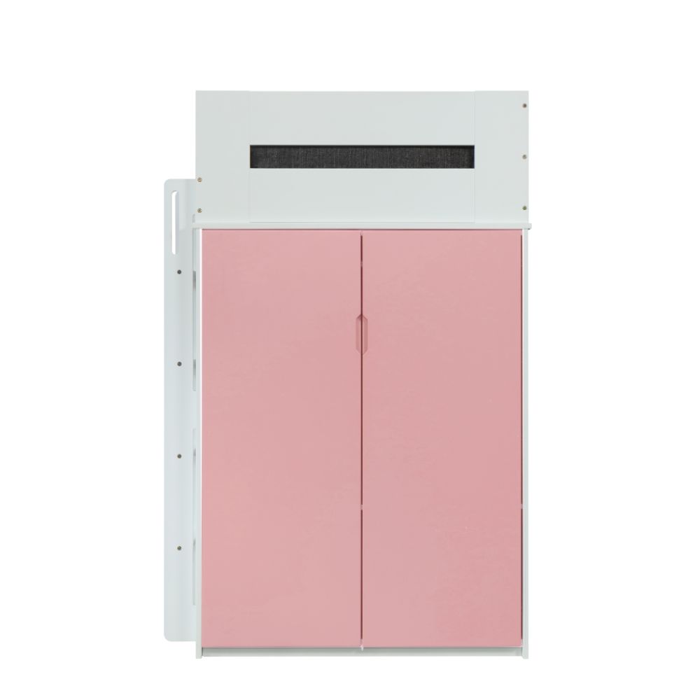 Nerice White & Pink Finish Loft Bed