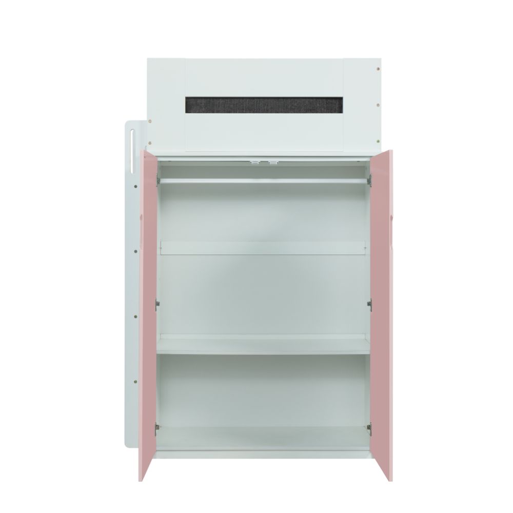 Nerice White & Pink Finish Loft Bed