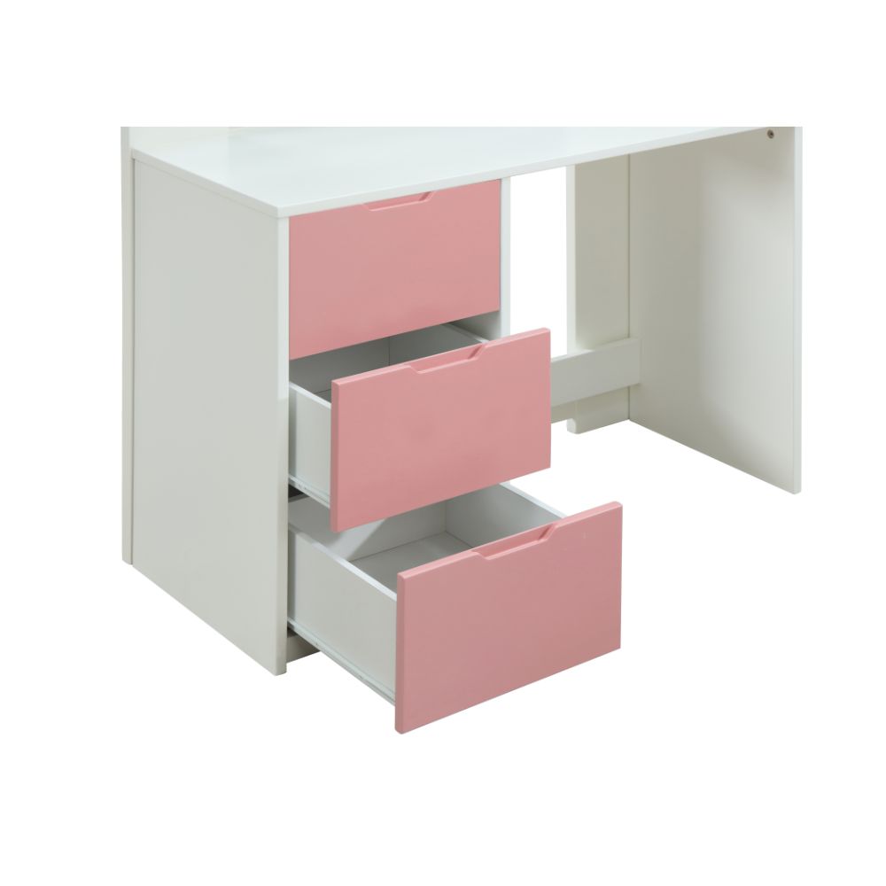 Nerice White & Pink Finish Loft Bed