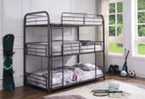 Cairo Gunmetal Finish Triple Bunk Bed - Full