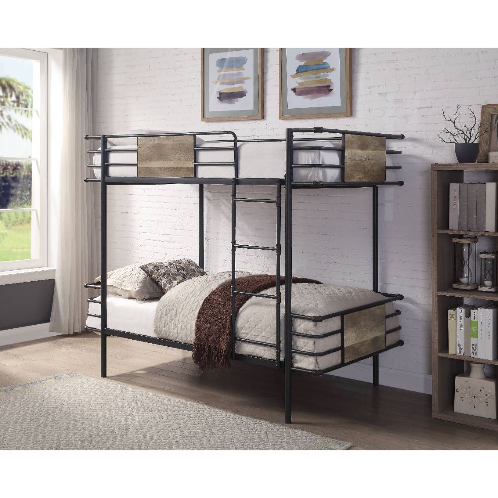 Deliz Gunmetal Finish Twin/Twin Bunk Bed