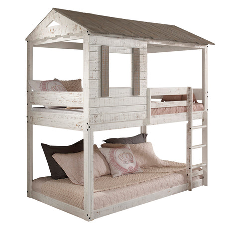 Darlene Rustic White Finish Twin/Twin Bunk Bed